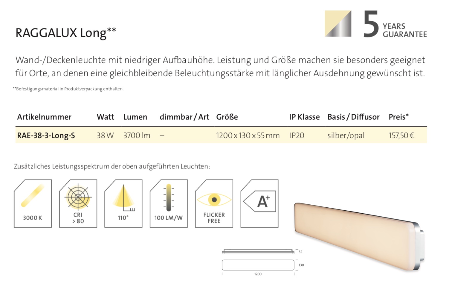 Raggalux Long Datenblatt